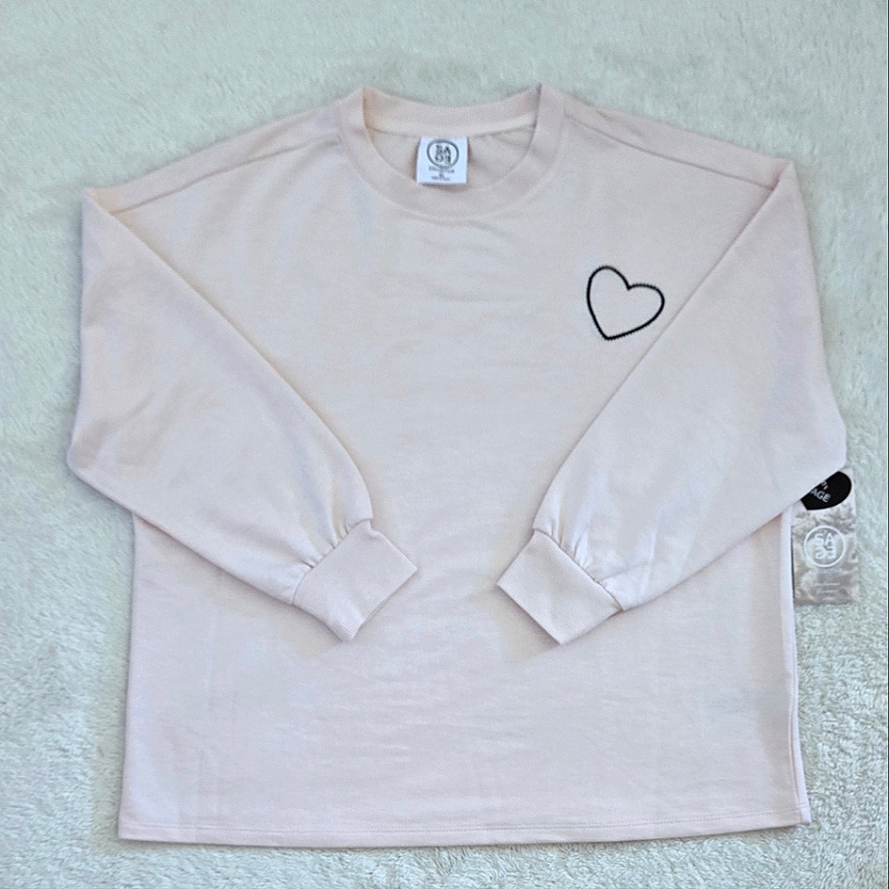 Sage🌿 Collective Stitched🪡 Open Black Heart🖤 Sweatshirt  - NWT - Picture 11 of 14